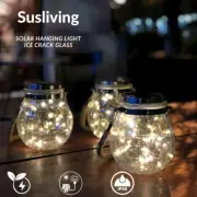 4PCs Fairy LED string Solar Hanging Light Ice Crack Glass Upgraded Lantern Vibe