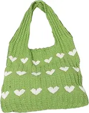 [COLLBATH] Knit Handbag for Women Shoulder Bag Heart Pattern Soft Tote Boho Purse Large Woven Everyday Use