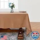 L Linen World Linen Tablecloth, 100% French Linen Beige Tablecloth 108" x 60"