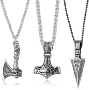 VNOX Viking Necklace for Men - Viking Thors Hammer/Norse Compass/Celtic Knot/Wolf/Norse Amulet Pendant Necklace