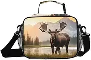 Sunrise Moose Landscape Insulated Lunch Box for Women Men - Ideal for Work, Picnics - Includes Adjustable Shoulder Strap