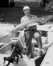 Man Holding Muskellunge On Sparrow Lake In Ontario 1962 Old Fishing Photo