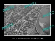 OLD POSTCARD SIZE PHOTO LARNE Co ANTRIM IRELAND, AERIAL VIEW TOWN c1950 3