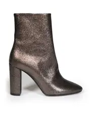 Grey Metallic Leather Ankle Boots