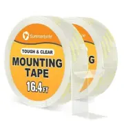 Heavy Duty Double Sided Tape - 16.4FT, 2 Rolls Clear Removable Mounting Tape