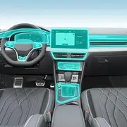 Kaecad Car Interior Film Dashboard Piano Board Shift Center Console Anti-Scratch Transparent TPU Protection Film Accessories，for Volkswagen Tiquan 2022-2023 (GPS Navigation)