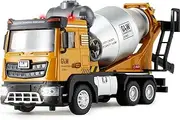 Uandhome Construction Cement Mixer Toy Truck for Boys,Alloy Realistic Pull Back Truck with Lights and Sound, Perfect Birthday for Toddlers Kids Ages 3-8 (Cement Mixer Truck)