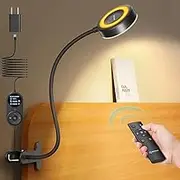 Glocusent 72LED Clip on Light with Remote, Eye Caring Reading Light for Bed, 3 Colors & 5 Dimmable Brightness, USB Powered Clip on Lamp with Auto-Off Timer, Bed Lamp for Bunk/Headboard/Dorm/Night