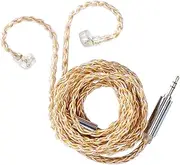 KZ Gold Silver Mixed Braiding Upgrade Cable 2 pin 0.75mm Replacement Earbuds Audio Cable Compatile with (C Pin (KZ-ZSN/ZSN PRO/ZS10 PRO))