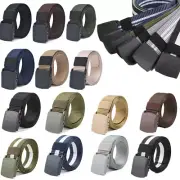 Mens Womens Unisex Canvas Webbing Belt Regular Big Size Black Buckle Army Belts