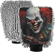 XYMZR Scary Clown Hair Absorbent Microfiber Car Wash Mitt, Funny Cute Anime Scratch Free for Cars Cleaning, Home Cleaning Mitts, 2 Pack, 10.24” L x 7.09” W