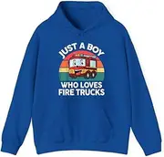 [X.Style] Just A Boy Who Loves Fire Trucks Firefighter Toddler ds034 Hoodie Royal L
