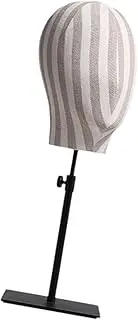 Perfeclan Mannequin Head Stand Adjustable Height Modern Model Holder,Manikin Head Display Stand for Scarf,Hair Practical Wear Resistant, Stripe Black