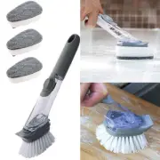 4in1 Soap Dispensing Dish Brushes Sponge Head Kitchen Home Cleaning Scrub Brush