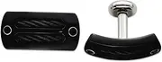 [JewelryWeb] 25mm Black Titanium Cable and Black Spinel With Silver Bezel Cufflinks Cuff Link for Men