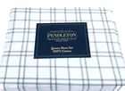 QUEEN Lt Gray Tattersall Plaid Certified Organic Cotton 4P Sheet Set PENDLETON