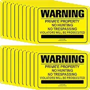 Yaocom 20 Pcs No Trespassing Signs Yellow Private Property Reflective Aluminum Posted Symbols 7.09 x 9.84 Inches Metal No Hunting or Trespassing Signs for Warning Hunting Fishing Trapping Outdoor