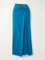 [Christopher Esber] Christopher Esber - Orbit Embellished Ruched Stretch-jersey Maxi Skirt - Blue - UK 12 UK 12 Blue
