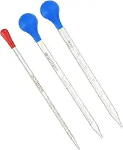 uxcell Graduated Dropper Pipettes Kit, 3 Pack 1ml/5ml/10ml Borosilicate Glass Pipette with Rubber Squeeze Bulb for Transfer Liquid for Lab, Chemistry