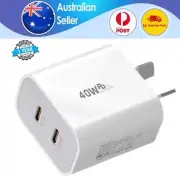 Dual USB C Fast Wall Charger Type C To C Cable Power Adapter For iPhone Samsung