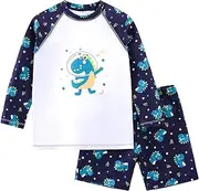 [AMIYAN] Toddler Boys Swim Sets Long Sleeve Rash Guard Swimwear Quick Dry Swimsuit Bathing Suit 4-12Y