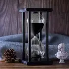 Hourglass Timer with Black Sand, 60 Minute Wooden Frame Sand Timer, Creative