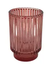 Ribbed Pillar Series (Pink)(Empty Glass Wax Candle Jar)