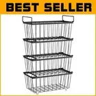 Compact 4-Pack Metal Freezer Bins for 7 Cubic Feet Deep Freezers - Black