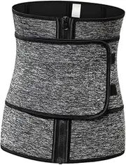 [WOFASHPURET] Elegant Posture Support Grey Waist Trainer Corset Zipper for Easy Wear Full Coverage Shapewear Size 2XL