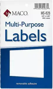 Maco MultiPurpose Label, 1/2 x 1-3/4 inch, White, 840 labels per box (MS-828)