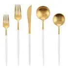 Matte White Gold Silverware Set, 20-Piece Stainless Steel Flatware Cutlery Se...