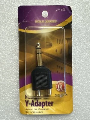 Radio Shack Gold Series Y-Adapter 1/4” Stereo Male to Dual RCA Female, 274-0893