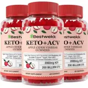 Apple Cider Vinegar Gummies Max Strength 2000mg ACV Gummy with Probiotics B12...