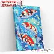 Paint By Numbers Kit Fish Animal Painting Wall Art Kids Brush Canvas Framed Home