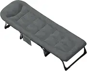 Cotton Linen Foldable Camping Bed with Mattress Height Adjustable Folding Bed Lightweight Camp Bed Carry Bag Included