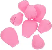[Generic] 8pcs Makeup Brush Set Cosmetic Brush Sleeves Cap Translucent Gloss Blush Palette Lip Applicator Makeup Sponge and Brush Dryer Applicator Brush Moisturizing Pink