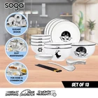 SOGA White Antler Printed Ceramic Dinnerware Crockery Round Bowl Plate Set of 13