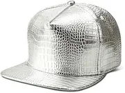 [Generic] High Shine Crocodile Baseball Cap Flat Brim Snapback Hat Shiny Hip Hop Cap