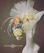 Bridal Kentucky Derby Fascinator Cream White Baby Blue Pink Easter Hat Ascot Big