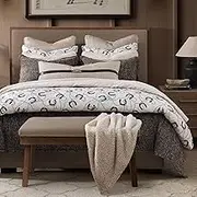 Tasha Polizzi for Paseo Road Pierre Equestrian Western Bedding 3 Piece King Size Comforter Set, Brown Tan Cotton Sateen, Horseshoe Print, Modern Rustic Style Western Comforter with Pillow Shams