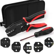 Delgada Ratcheting Wire Crimping Tool Kit,5 Interchangeable Jaws Wire Crimper To