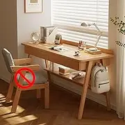 Wood Small Desk with 2 Drawers Modern Simple Style Writing Desk Laptop Desk Vanity Table with Storage Rack Computer Desk Workbench for Bedroom, Home Office,80 * 50 * 75cm