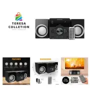 3-Piece Top Loading CD Shelf System with Digital PLL FM Stereo Radio, Bluetoo...