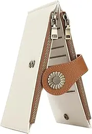 [SENDEFN] Purse for Women RFID Blocking Large Capacity Bifold Multi Card Wallet Case with Zipper Pocket Credit Card Holder, White and Brown, Classic