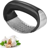 Garlic Presser Curved Steel Stainless Presses Garlic Grinding Slicer - Black