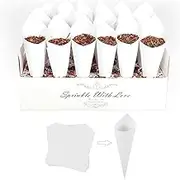 Bekecidi 30 Pieces biodegradable confetti Cones and Stand Tray Paper Cone Box 30 Holes Suitable Placing Dried Flower Petals Confetti for Wedding, Engagement, Party, Birthday (White)