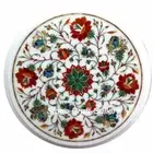 12" Marble Side Corner Table handmade floral inlay semi precious stones work