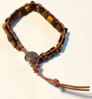 YGLINE Boho Handmade Natural Tigers Eye Adjustable Bracelet Tree Of Life Clasp
