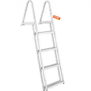 VEVOR Dock Ladder, Removable 4 Steps, 350 lbs Load Capacity, Aluminum Alloy Pontoon Boat Ladder with 4'' Wide Step & Nonslip Mat, Easy to Install for