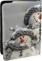 [JEJEA] Xmas Snowman Print Travel Organizer Credit Cards Case Passport BookPassport Holder Cover Wallet forTraveling,, Black, One Size